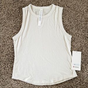 Lululemon Hold Tight Cream Ribbed Crew Neck Tank